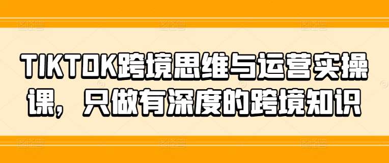 TIKTOK跨境思维与运营实操课，只做有深度的跨境知识-知享知识库
