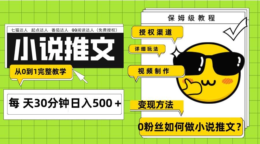 (7911期)Ai小说推文每天20分钟日入500+授权渠道 引流变现 从0到1完整教学(7节课)-知享知识库