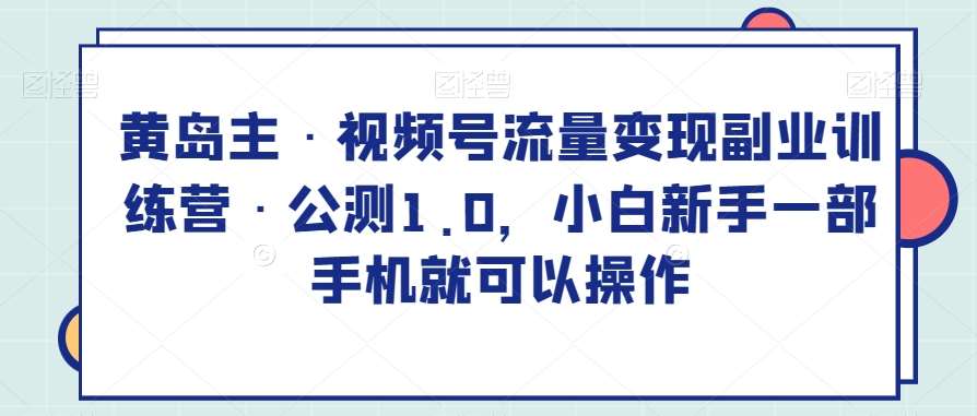 黄岛主·视频号流量变现副业训练营·公测1.0，小白新手一部手机就可以操作-知享知识库