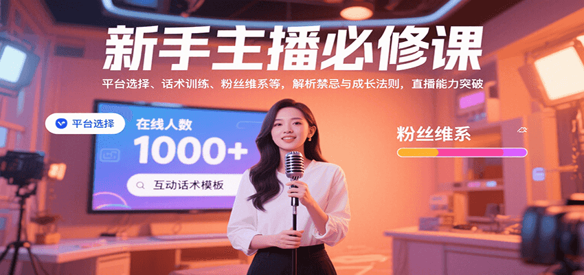 新手主播必修课：平台选择、话术训练、粉丝维系等，解析禁忌与成长法则，突破直播能力-知享知识库