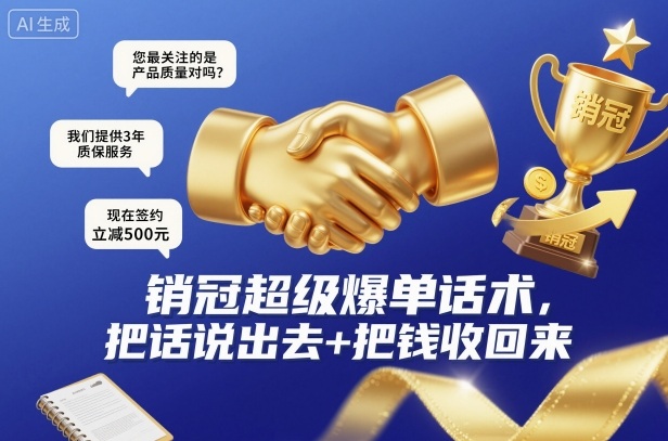 销冠超级爆单话术，把话说出去+把钱收回来-知享知识库