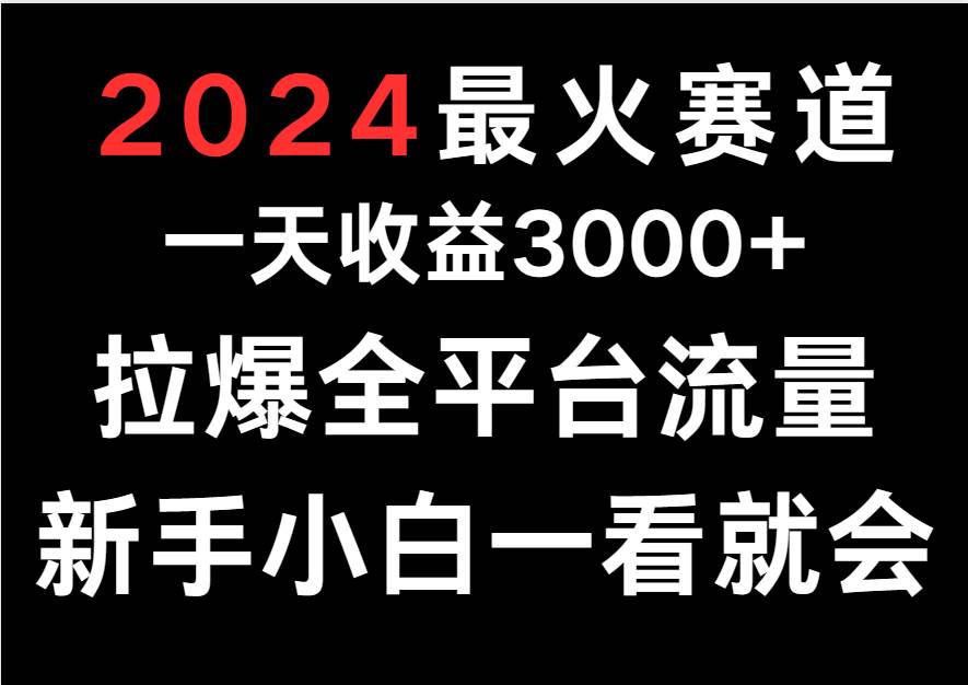 2024最火赛道，一天收一3000+.拉爆全平台流量，新手小白一看就会-知享知识库