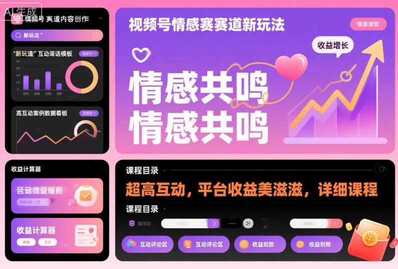 视频号情感赛道新玩法,超高互动,平台收益美滋滋,详细课程-知享知识库