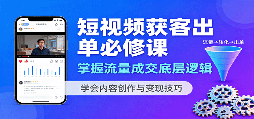短视频获客出单必修课：掌握流量成交底层逻辑，学会内容创作与变现技巧-知享知识库
