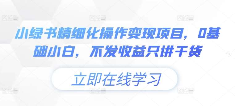 小绿书精细化操作变现项目,0基础小白,不发收益只讲干货-知享知识库