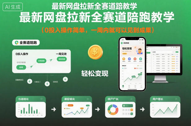 最新网盘拉新全赛道陪跑教学,0投入操作简单,一周内就可以见到成果-知享知识库