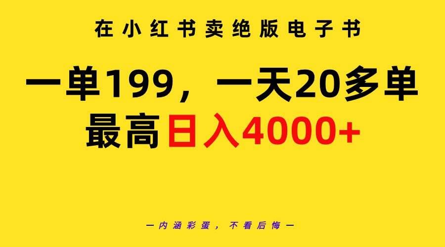 （9401期）在小红书卖绝版电子书，一单199 一天最多搞20多单，最高日入4000+教程+资料-知享知识库