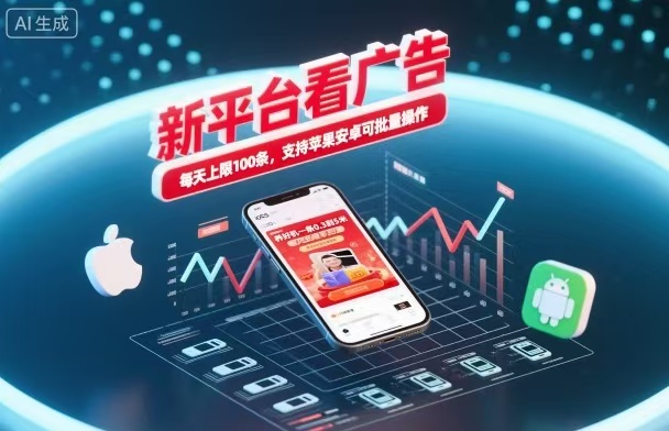 新台看广告,养好机一条5毛到5块,单机日入30到100,支持苹果安卓,可批量操作。-知享知识库