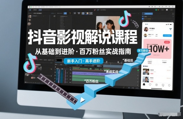 抖音百万粉丝影视解说课程，基础到进阶课，适合新手和进阶学习-知享知识库