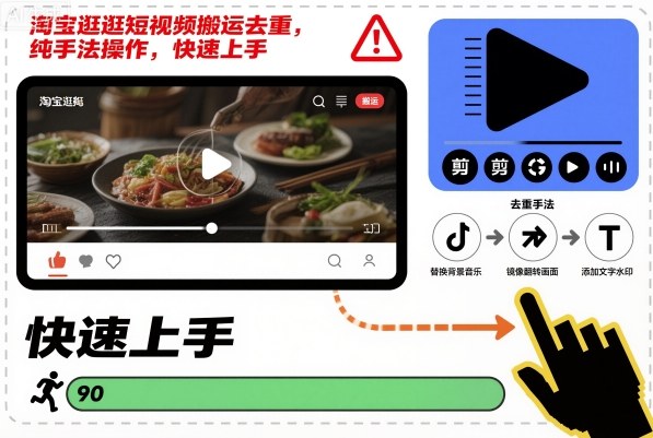 淘宝逛逛短视频搬运去重，纯手法操作，快速上手-知享知识库