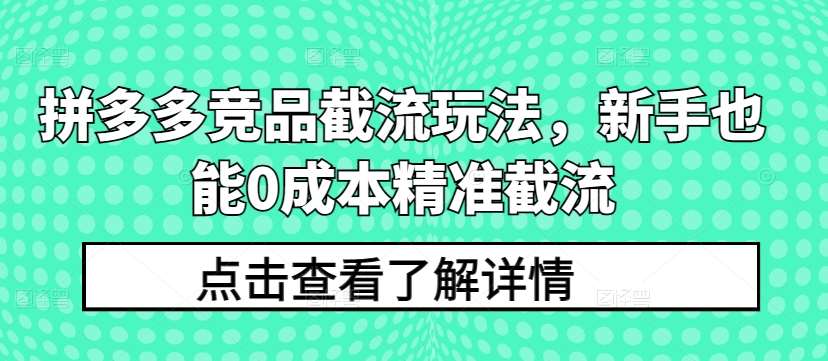 拼多多竞品截流玩法，新手也能0成本精准截流-知享知识库
