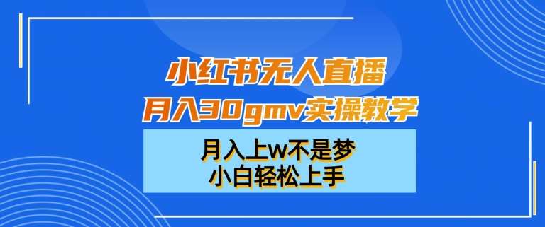 小红书无人直播月入30gmv实操教学，月入上w不是梦，小白轻松上手【揭秘】-知享知识库