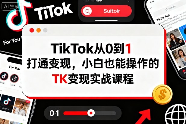 TikTok从0到1打通变现，小白也能操作的TK变现实战课程-知享知识库