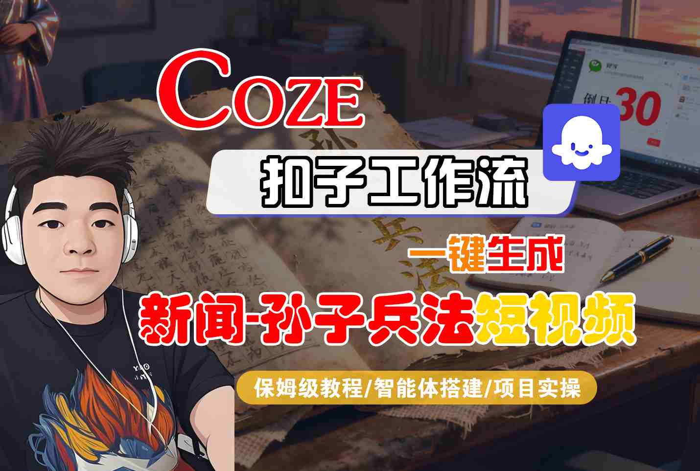 Coze扣子智能体工作流一键生成“新闻-孙子兵法“短视频,全流程保姆级教学-知享知识库