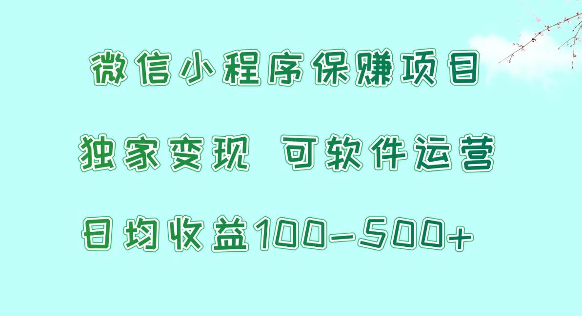 微信小程序保赚项目，日均收益100~500+，独家变现，可软件运营-知享知识库