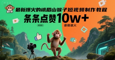 最新爆火的峨眉山猴子短视频制作教程,条条点赞10w+,谁做谁火【教程+提示词】-知享知识库