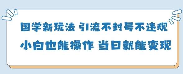 国学新玩法,引流不封号不违规小白也能操作,当日就能变现-知享知识库