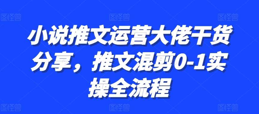 小说推文运营大佬干货分享，推文混剪0-1实操全流程-知享知识库