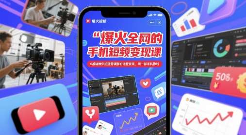 爆火全网的手机短视频变现课，0基础教你拍摄剪辑涨粉运营变现，用一部手机挣钱-知享知识库