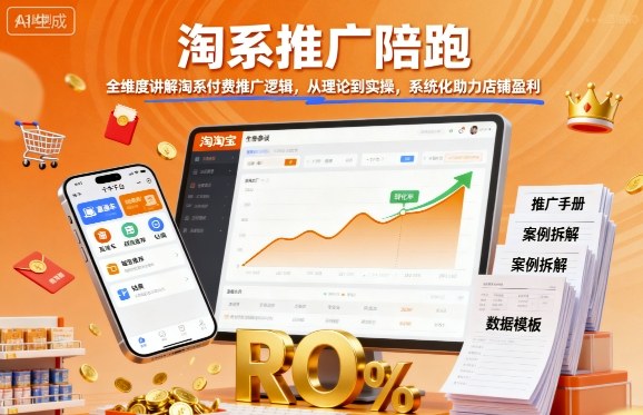 淘系推广陪跑，全维度讲解淘系付费推广逻辑，从理论到实操，系统化助力店铺盈利-知享知识库