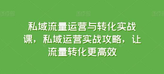 私域流量运营与转化实战课，私域运营实战攻略，让流量转化更高效-知享知识库