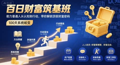 百日财富筑基班，助力普通人从认知到行动，带你解锁顶级财富密码-知享知识库