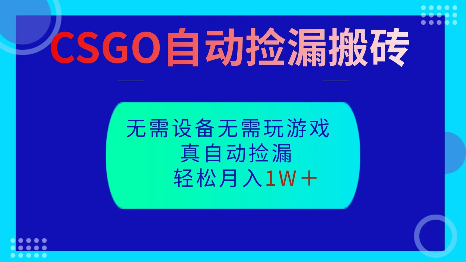CSGO自动捡漏搬砖,当天操作当天见结果,无需了解游戏,包教包会包落地-知享知识库
