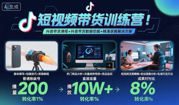 短视频带货训练营，抖音带货课程+抖音带货数据挖掘+精准获客解决方案-知享知识库