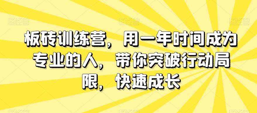 板砖训练营，用一年时间成为专业的人，带你突破行动局限，快速成长-知享知识库