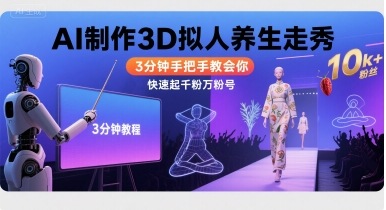 Ai制作3D拟人养生走秀,3分钟手把手教会你,快速起千粉万粉号-知享知识库