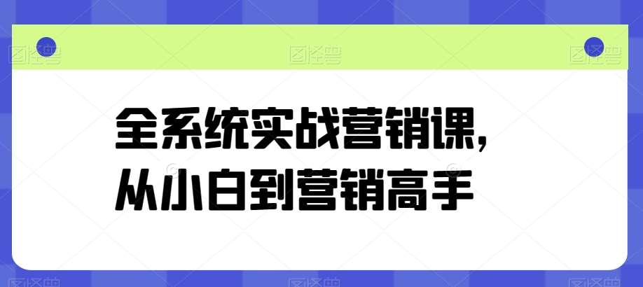 全系统实战营销课，从小白到营销高手-知享知识库