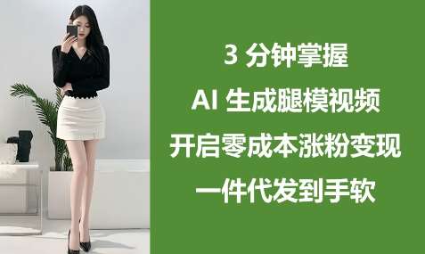 3分钟掌握AI生成腿模视频，开启零成本涨粉变现，一件代发到手软-知享知识库