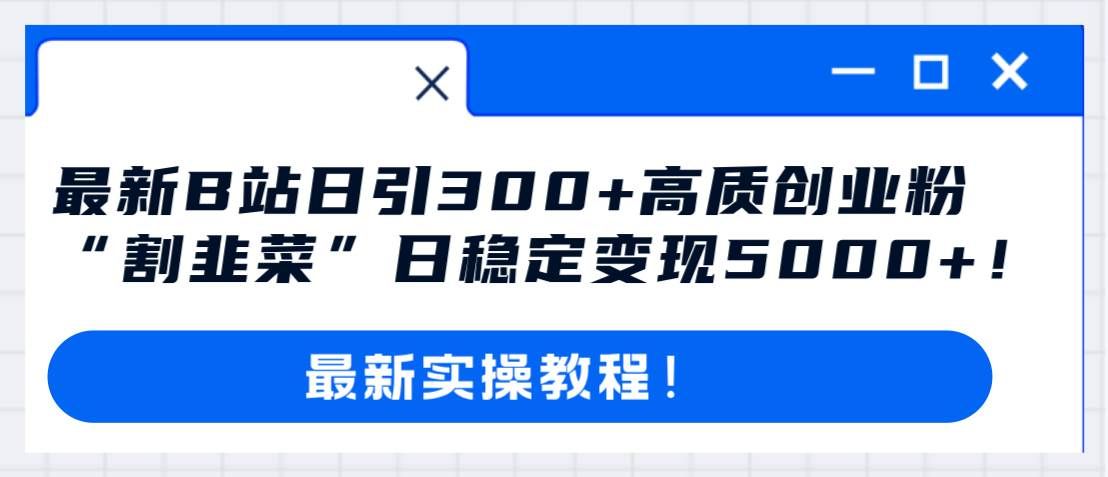 （8216期）最新B站日引300+高质创业粉教程！“割韭菜”日稳定变现5000+！-知享知识库
