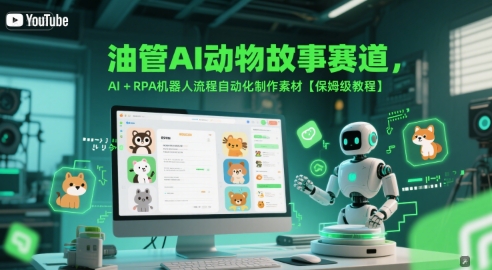 油管AI动物故事赛道，AI+RPA机器人流程自动化制作素材【保姆级教程】-知享知识库