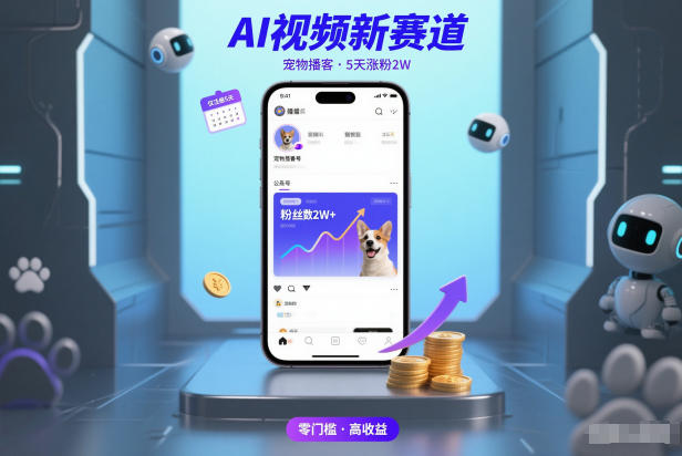 AI视频新赛道，宠物播客仅注册5天涨粉2W，收益非常可观-知享知识库