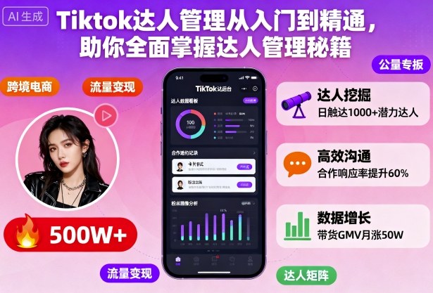 Tiktok达人管理从入门到精通，助你全面掌握达人管理秘籍-知享知识库