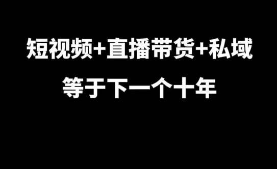 短视频+直播带货+私域等于下一个十年，大佬7年实战经验总结-知享知识库
