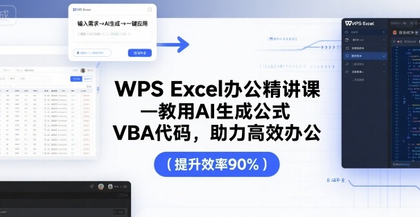 WPS Excel办公精讲课，教用 AI 生成公式，VBA 代码，助力高效办公-知享知识库