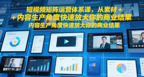短视频矩阵运营体系课，从素材+内容生产角度快速放大你的商业结果-知享知识库