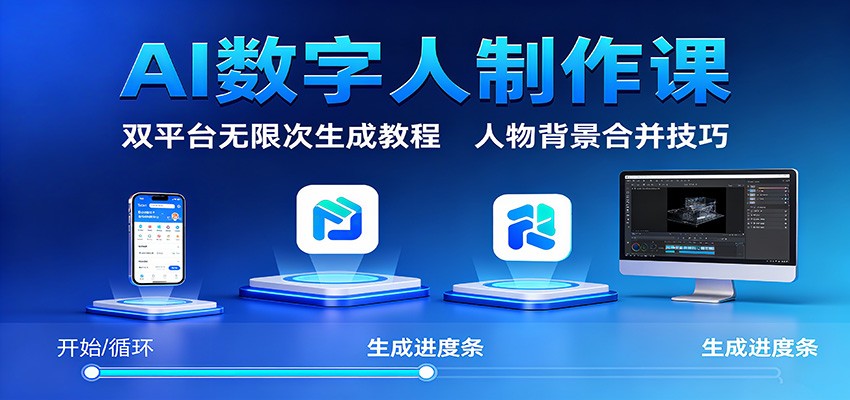 AI数字人制作课:双平台无限次生成教程,人物背景合并技巧-知享知识库