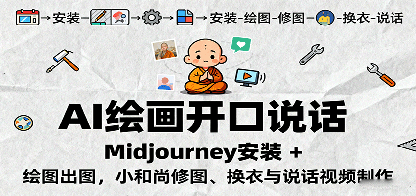 AI绘画开口说话，Midjourney安装 + 绘图出图，小和尚修图、换衣与说话视频制作-知享知识库