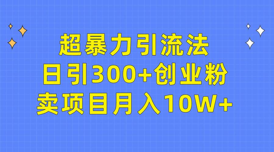 超暴力引流法，日引300+创业粉，卖项目月入10W+-知享知识库