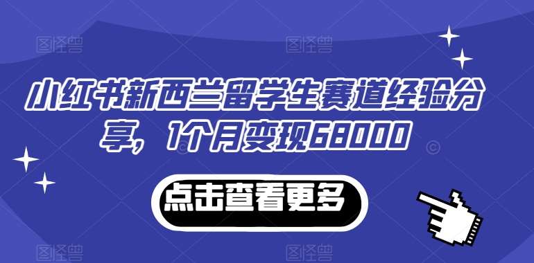 小红书新西兰留学生赛道经验分享，1个月变现68000【揭秘】-知享知识库