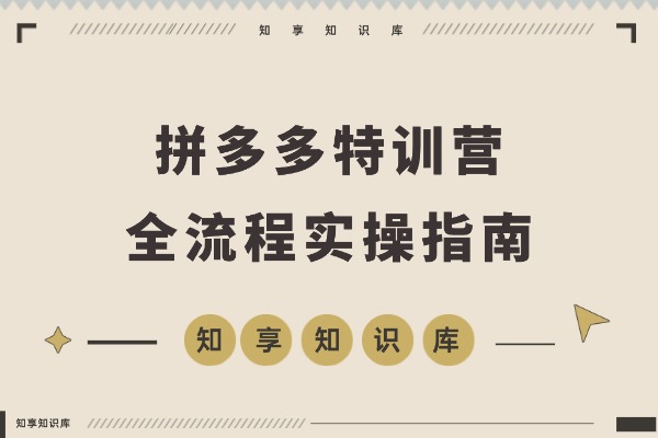拼多多2025特训营：暴力起店+强付费打法+活动爆流+运营破局，全程干货-知享知识库