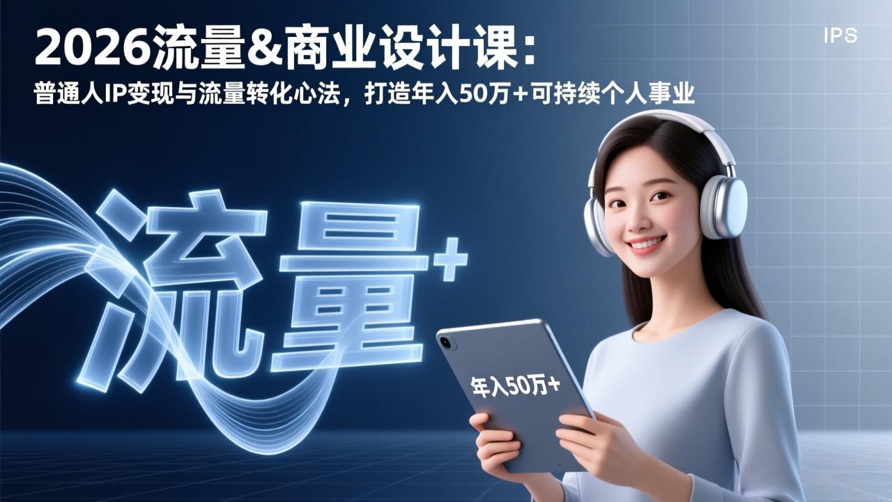 （17246期）2026流量&商业设计课：普通人IP变现与流量转化心法，打造年入50万+可持续个人事业-知享知识网