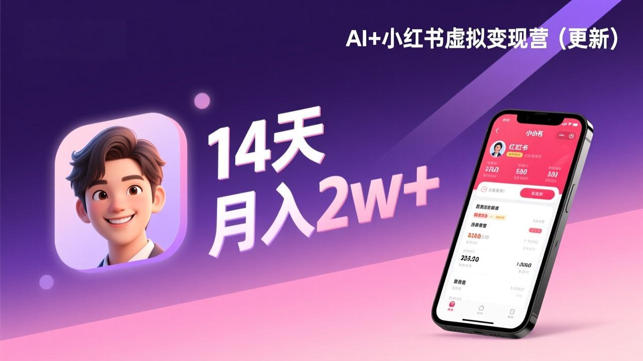 （17275期）AI+小红书虚拟变现营（更新），14天掌握选品、笔记、成交，打造自动化月入2w+事业-知享知识网