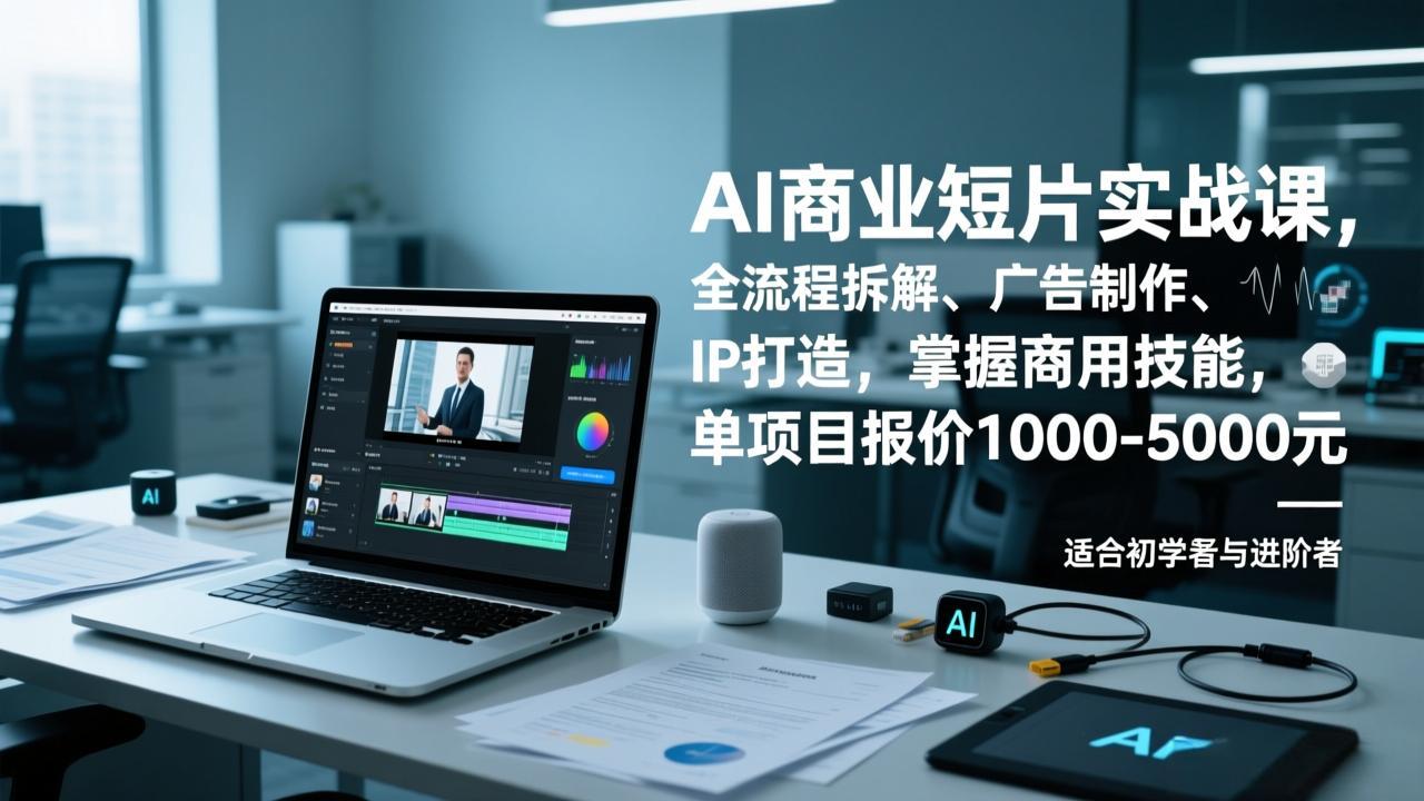 （17051期）AI商业短片实战课，全流程拆解、广告制作、IP打造，掌握商用技能，单项目报价1000-5000元-知享知识库