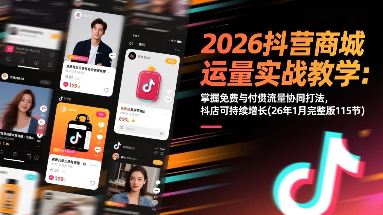 （17165期）2026抖音商城运营实战教学：掌握免费与付费流量协同打法，抖店可持续增长(26年1月完整版115节)-知享知识库