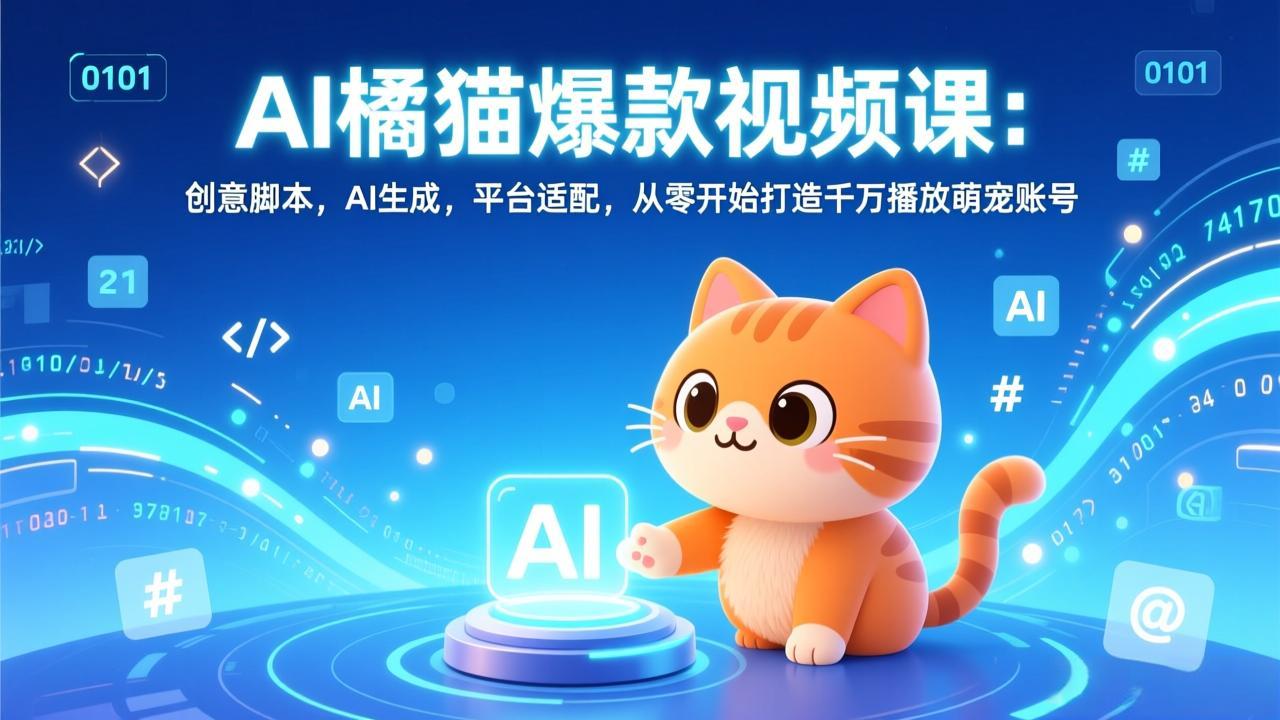 （17091期）AI橘猫爆款视频课：创意脚本，AI生成，平台适配，从零开始打造千万播放萌宠账号-知享知识库