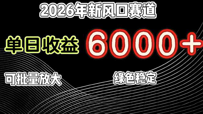 （17135期）2026年新风口赛道，当日6000+以上，可批量放大，月收入20万+，长期绿色稳定的项目-知享知识库